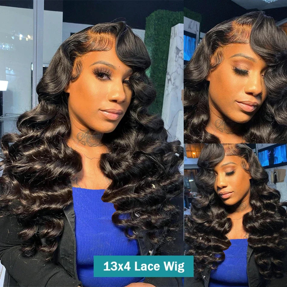 Wear To Go Loose Deep Wave Wigs Human Hair Pre Plucked Cut 30Inch Lace Frontal Human Hair Wigs 4x4 Loose Wave Closure Wigs
