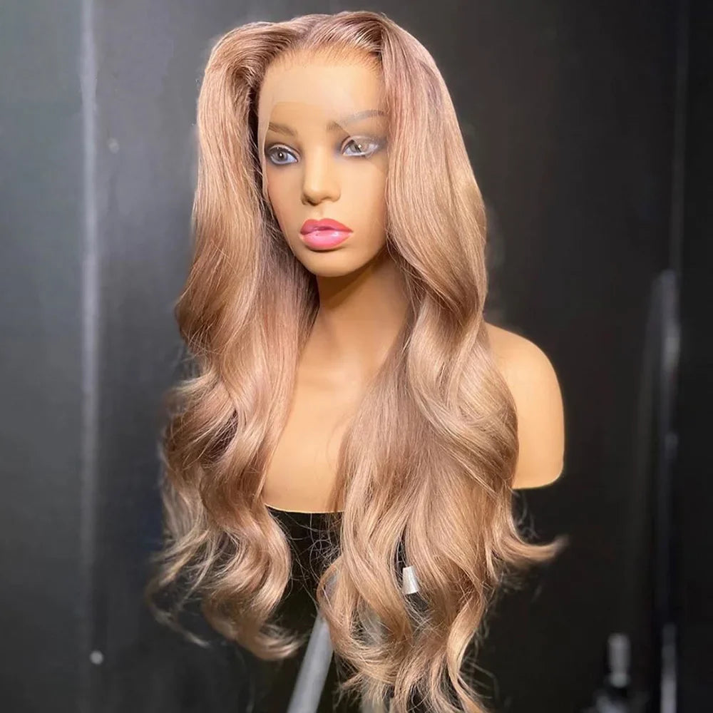 Body Wave Soft 26Inch Long Highlight Ombre Pink Blonde Full Lace Front with 4x4Silk Base Wig For Black Women Babyhair Preplucked