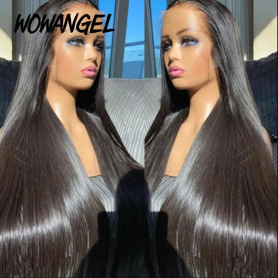 WOWANGEL HD Lace Frontal Wigs 13x4 Lace Frontal Human Hair Wig Melt Skins 250% Full Frontal Wigs Silky Straight Wigs For Woman
