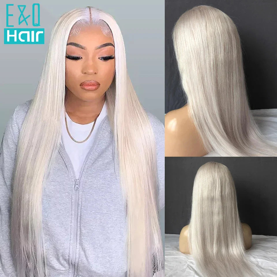 White Human Hair Wigs For Women Platinum Blonde Lace Front Wig Human Hair Straight Brazilian Remy Hair HD Transparent Lace Wigs