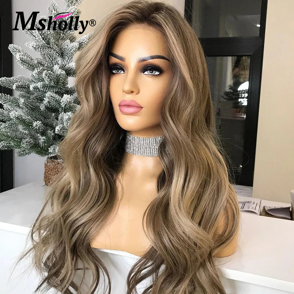 Chocolate Brown 13X4 Lace Front Human Hair Wig 30 Inches Guleless Lace Frontal Body Wave Wigs Brazilian Remy Wigs For Women