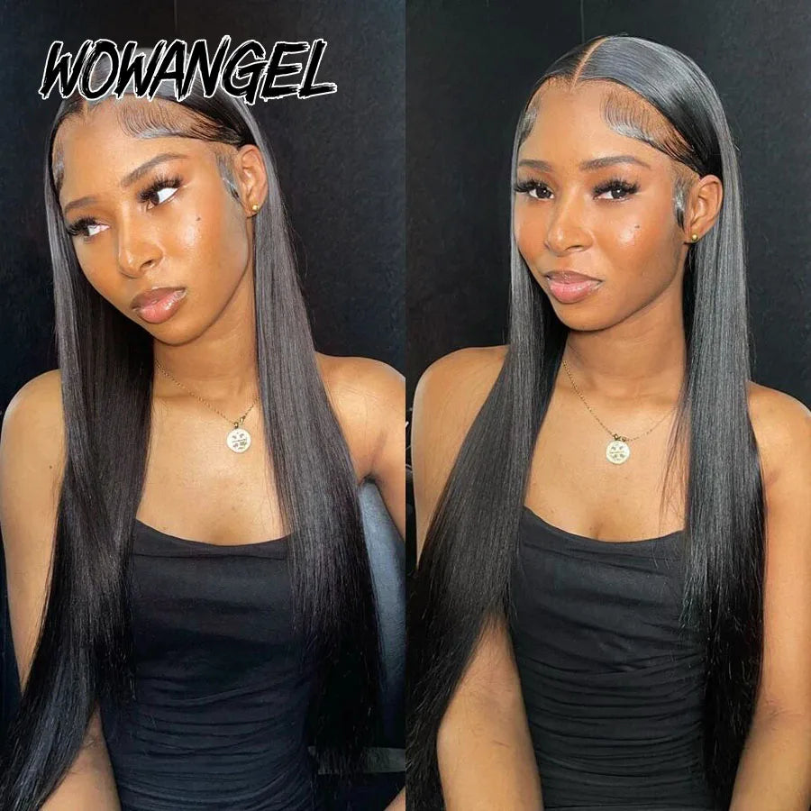 34inch Jet Black 13x6 HD Lace Front Wigs Straight Glueless Wig Human Hair Ready to Wear HD Lace Human Hair Wigs Brazilian Hair