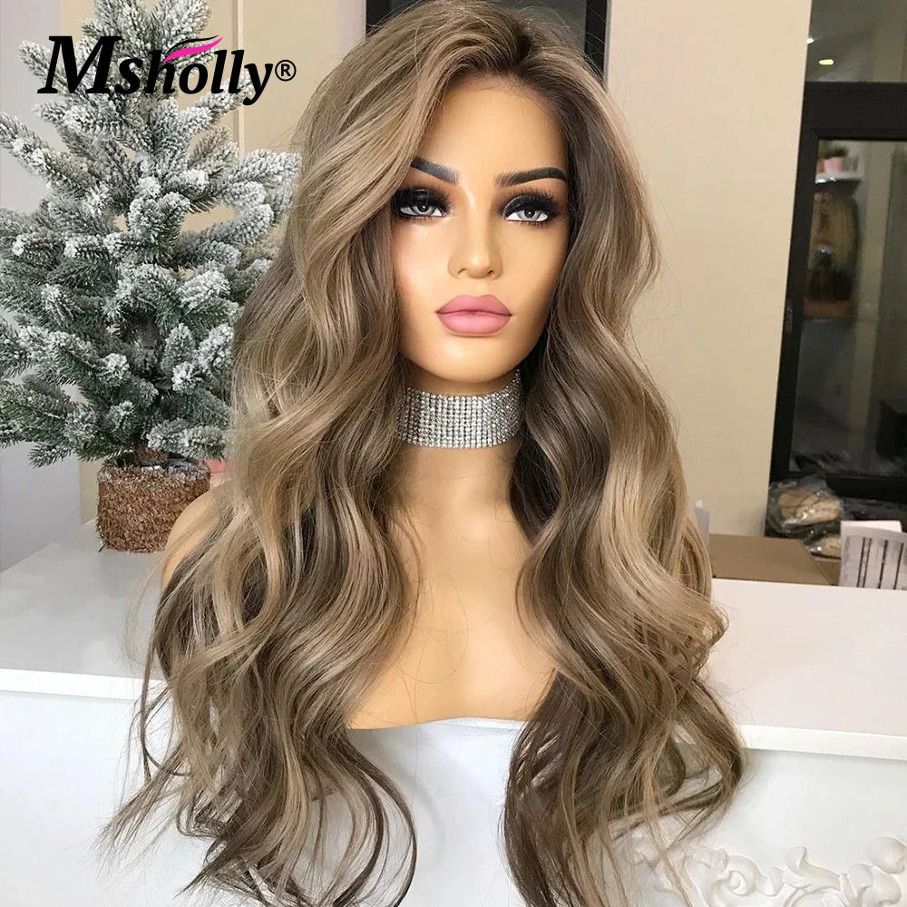 Chocolate Brown 13X4 Lace Front Human Hair Wig 30 Inches Guleless Lace Frontal Body Wave Wigs Brazilian Remy Wigs For Women