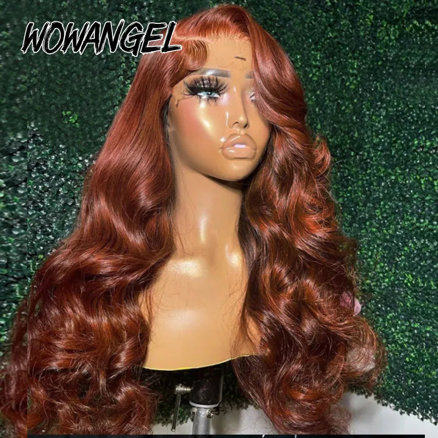 30inch Reddish Brown Colored Wigs 13X6 HD Lace Front Human Hair Wigs Body Wave Real HD Transparent Lace Frontal Wigs Pre Plucked