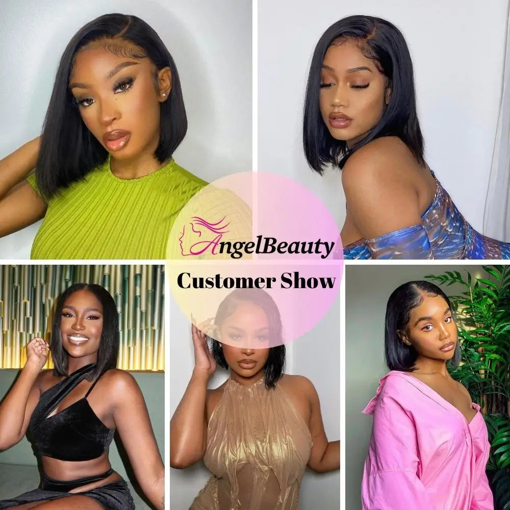 Small/ Large Cap Size Straight Bob Wig Lace Front Human Hair Wig Brazilian 13x4 Lace Frontal Wig Pre Plucked Remy Short Bob Wig