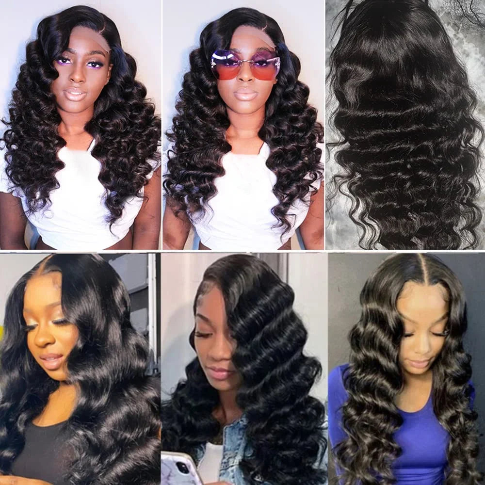 Wear To Go Loose Deep Wave Wigs Human Hair Pre Plucked Cut 30Inch Lace Frontal Human Hair Wigs 4x4 Loose Wave Closure Wigs