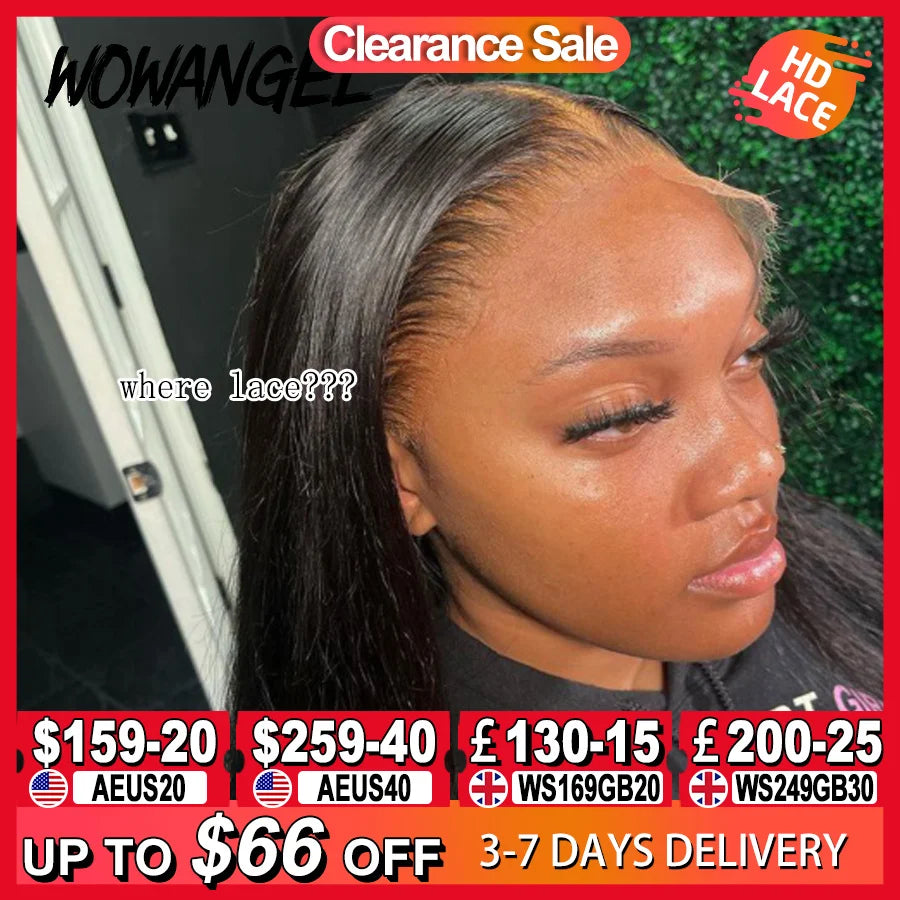 Wow Angel HD Full Frontal Wigs 36inch Straight Melt Skins 13x6 HD Lace Front Human Hair Wigs Virgin Hair Pre Plucked Glueless