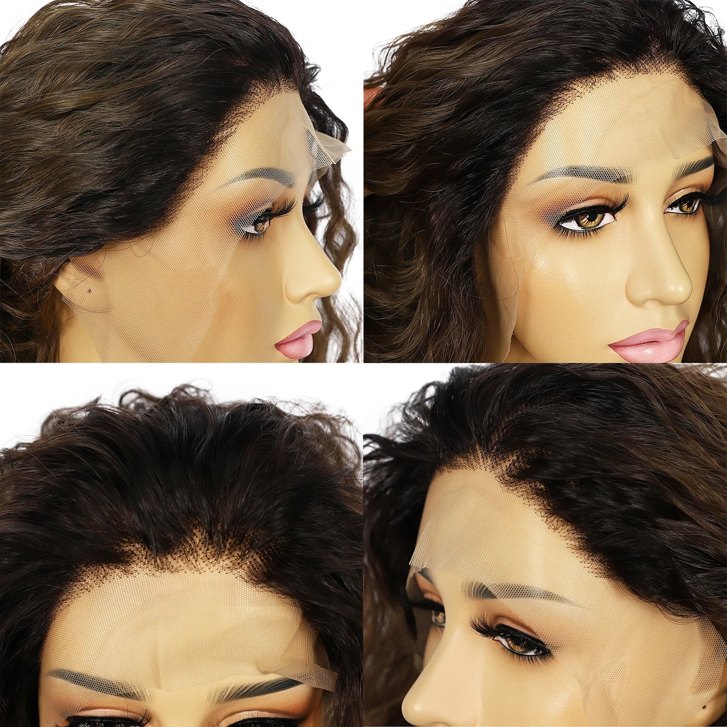 2023 Autumn Synthetic 13x3 Lace Front Wig Ombre Roots Brown Kinky Curly Wig Soft Transparent Lace Front Wig for Women Daily