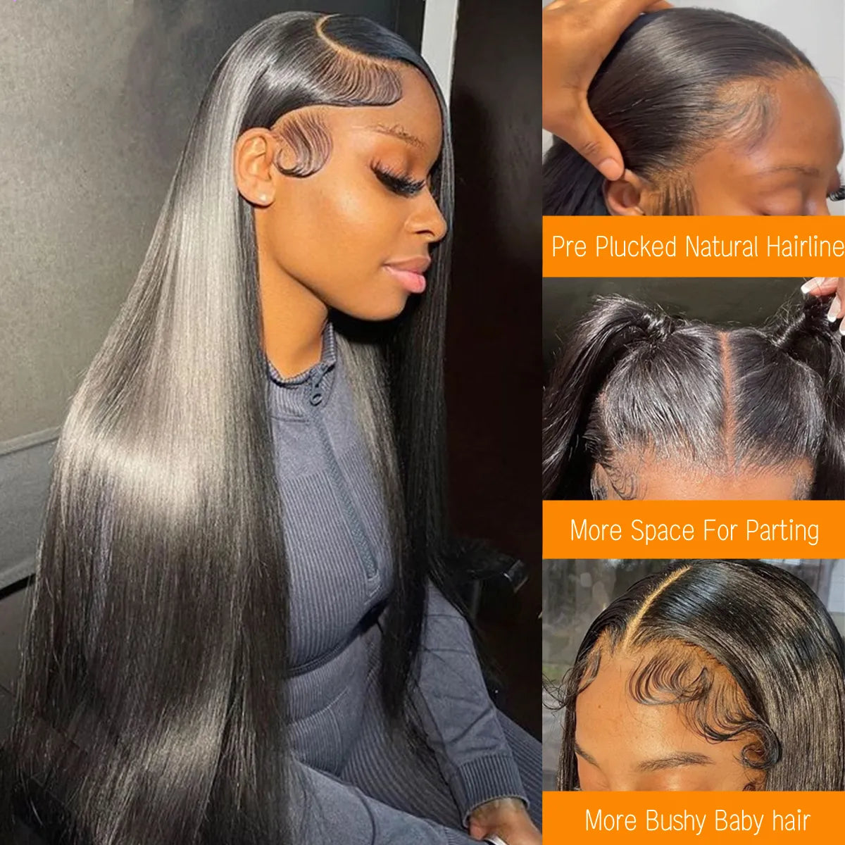 HD Transparent Straight Lace Frontal Wigs Brazilian 13x4 Small/ Large Cap Lace Front Human Hair Wigs For Women Pre Plucked Remy