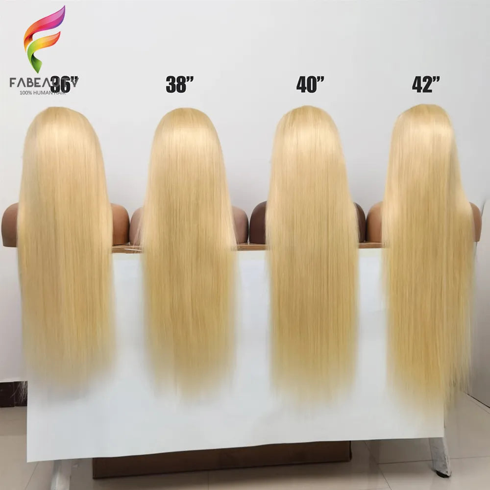 13x4 Blonde Lace Front Wig Straight Human Hair 613 Hd Lace Frontal Wig Pre Plucked With Baby Hair Wig for Women 42" Long Hair