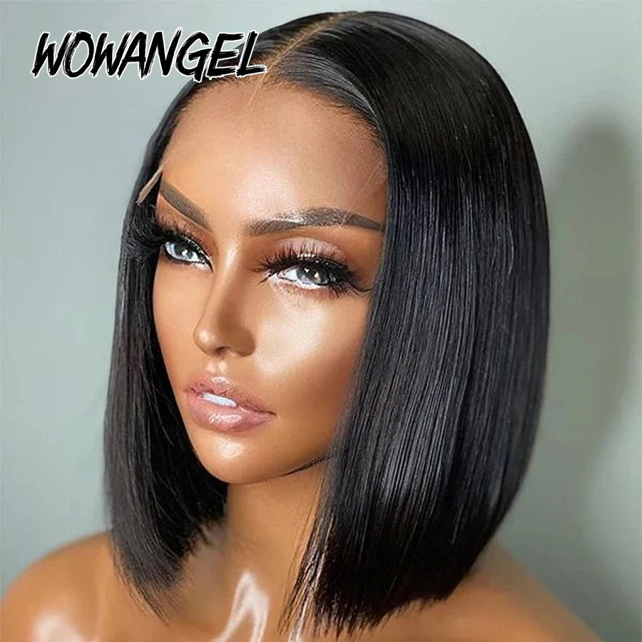 Wow Angel 250% Short Bob Wigs Glueless Wigs Ready to Go 5x5 HD Lace Closure Human Hair Wigs Pre Plucked Melt All Skins For Woman