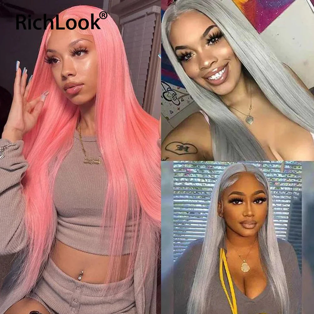 613 Bone Straight Lace Front Wig Pink Colored Human Hair Wig Preplucked Mint Green Ginger Orange 13x4 Lace Frontal Wig Remy Hair
