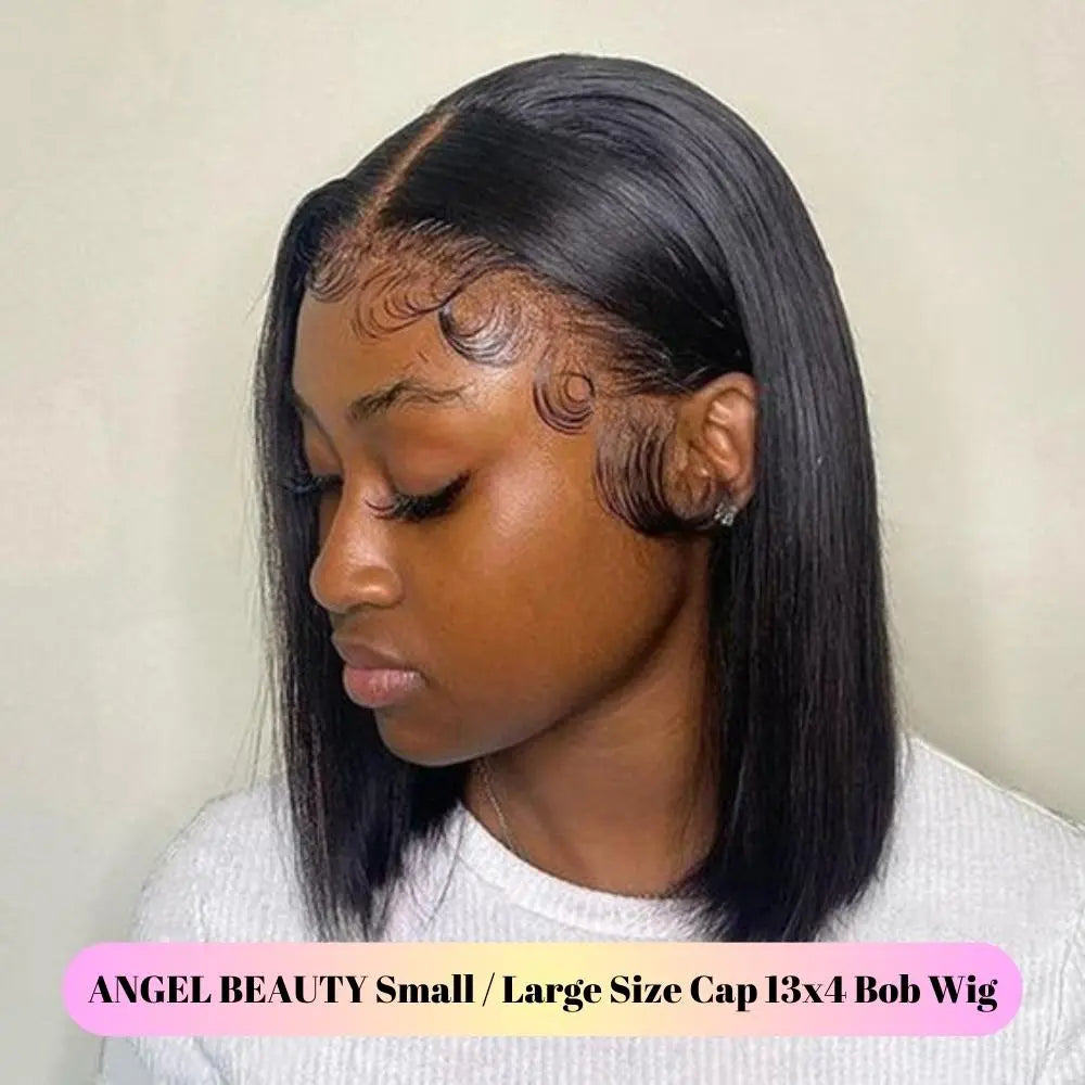 Small/ Large Cap Size Straight Bob Wig Lace Front Human Hair Wig Brazilian 13x4 Lace Frontal Wig Pre Plucked Remy Short Bob Wig