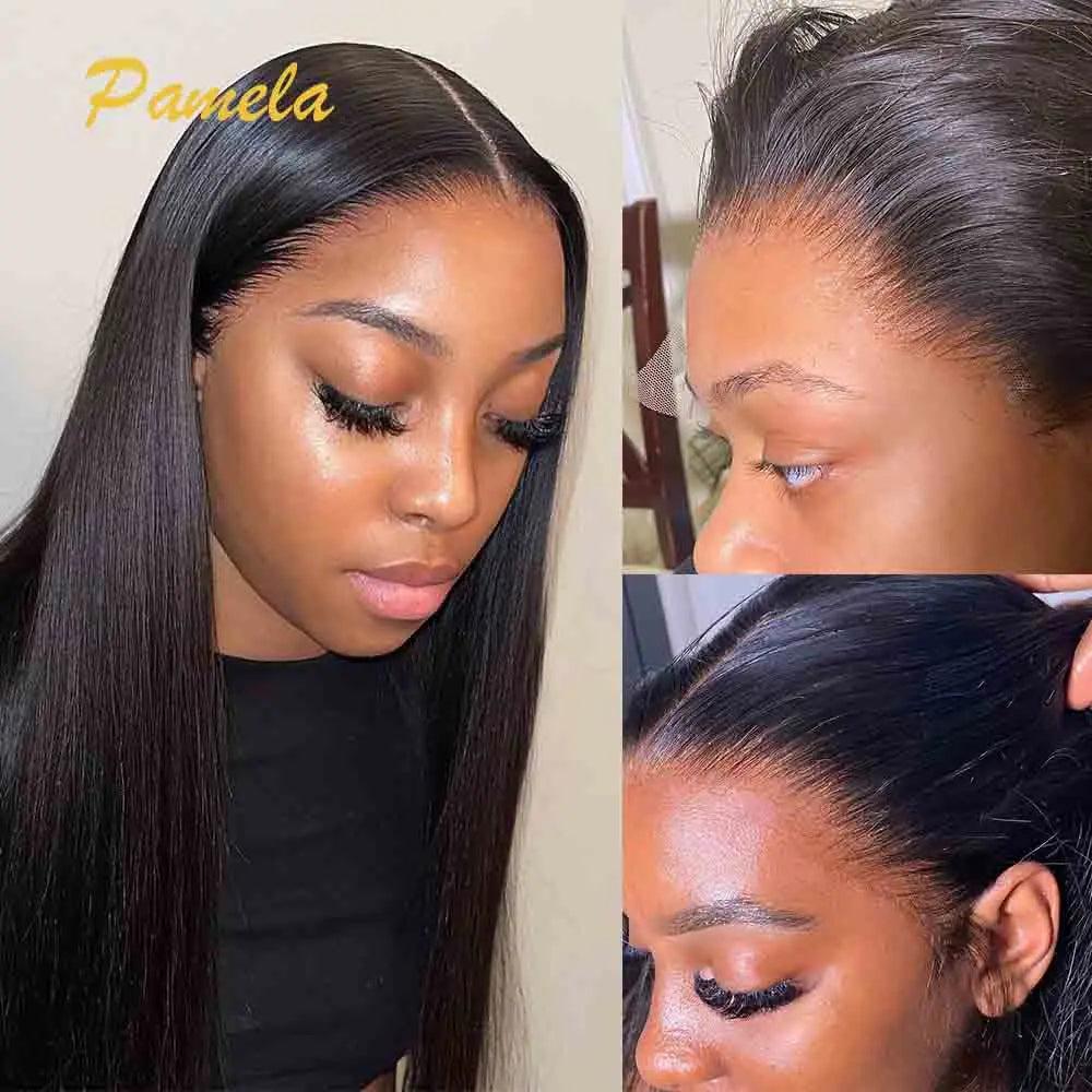 Double Drawn Bleached Knots Bone Straight 13x6 HD Transparent Lace Frontal Human Hair Glueless Wigs Pre plucked Ready To Go