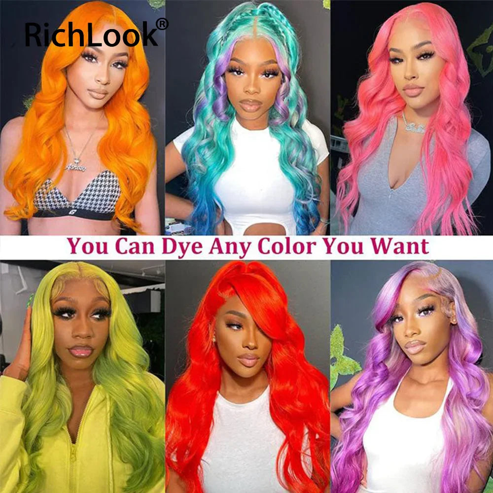 613 Bone Straight Lace Front Wig Pink Colored Human Hair Wig Preplucked Mint Green Ginger Orange 13x4 Lace Frontal Wig Remy Hair