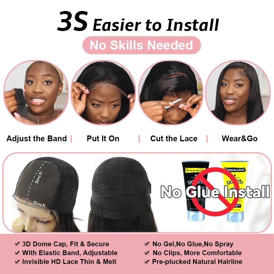 250% Real HD Lace Closure Wig 7X7/6X6/5X5 Closure Wig Pre Plucked Glueless 100% Human Hair Bone Straight Natural Wig For Woman