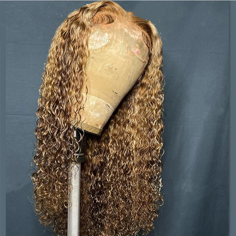 Long Glueless Highlight Ombre Blonde Kinky Curly 23A Grade Full Lace Wig For Black Women BabyHair European Human Hair Jewish