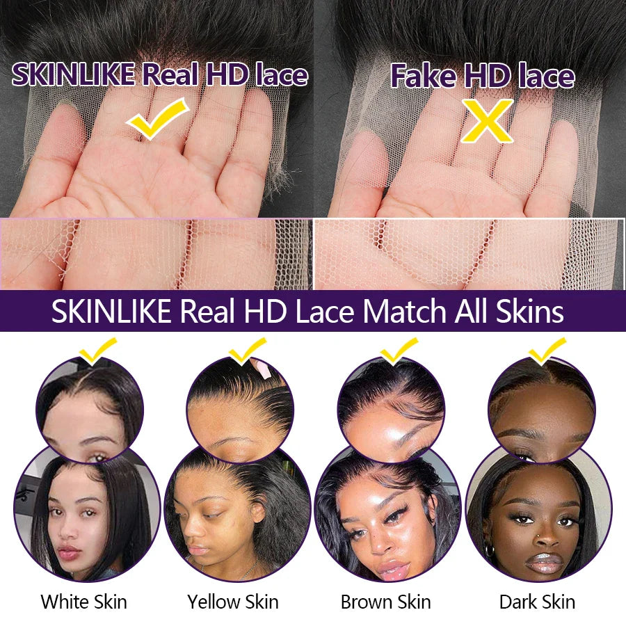 Wow Angel HD Lace Frontal Wigs 34inch Deep Wave Wigs 13x6 Full Lace Front Human Hair Wigs Melt Skins Glueless Lace Closure Wigs
