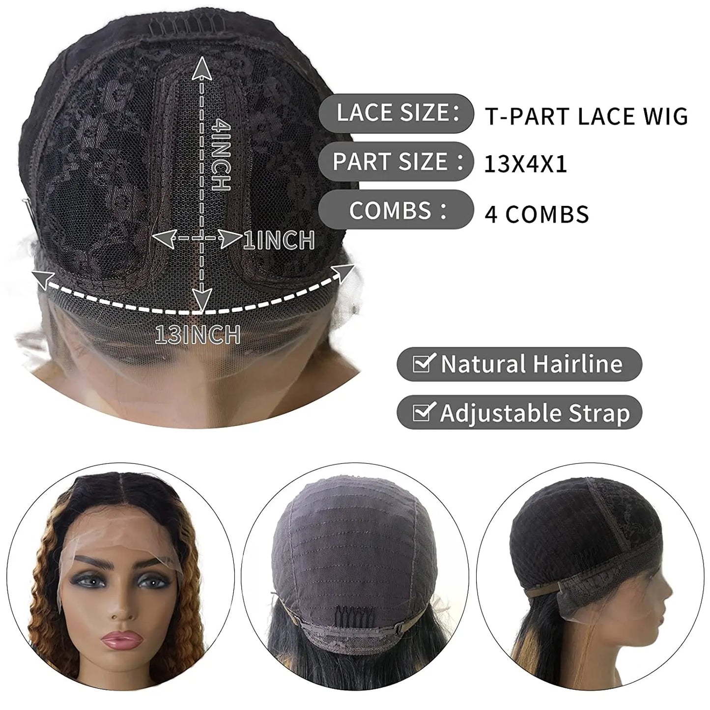 Highlight Curly Wigs T Part Lace Frontal Wigs Human Hair Wig Brown Ombre Lace Front Wig Brazilian Kinky Deep Wave Long Wavy