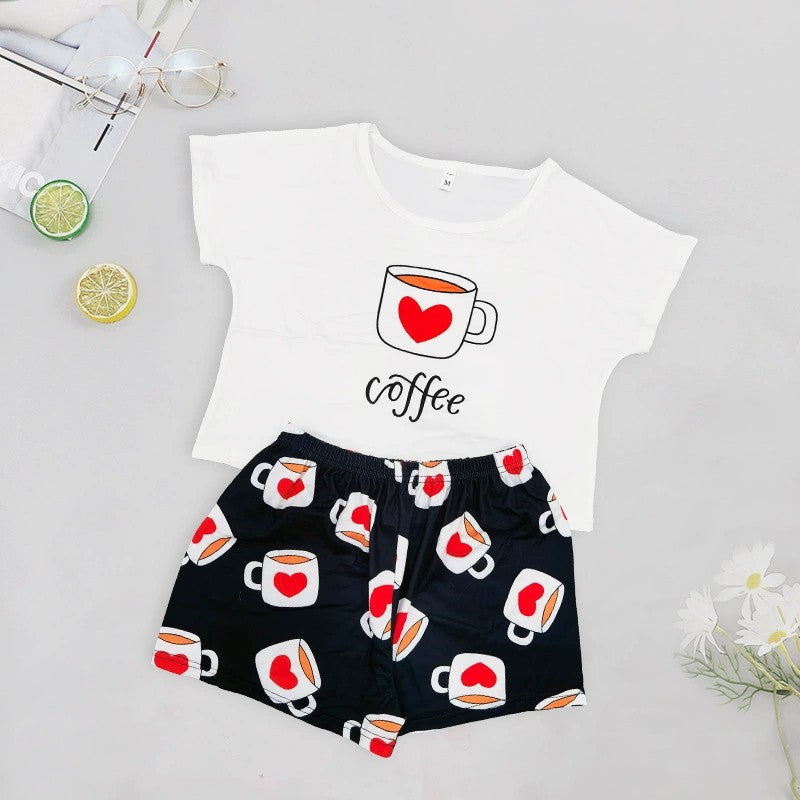 Ladies Vest Short Sleeve Shorts Cotton Pajama Set