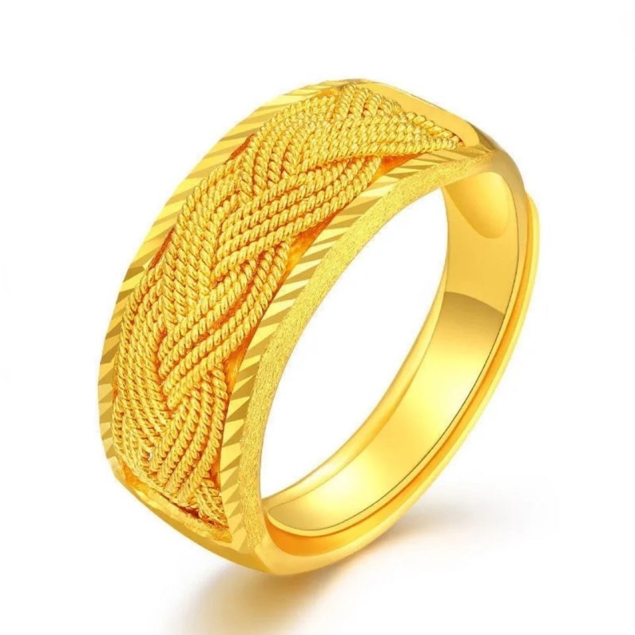 Stylish Adjustable Gold-plated Burlap Texture Ring