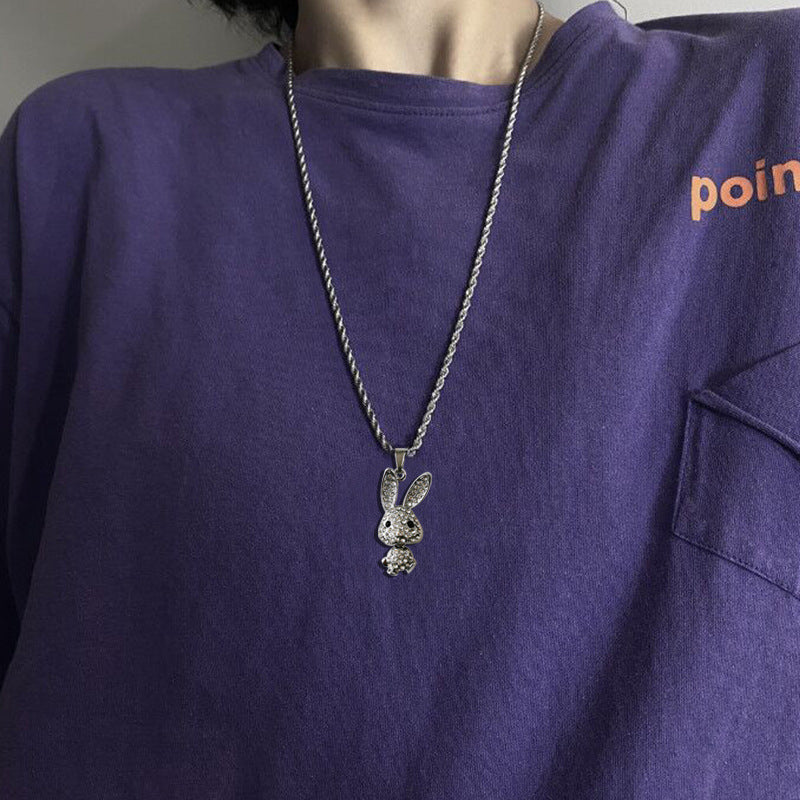 Silver Fishbone Necklace Set With Diamond All Match Student Net Red Accessories