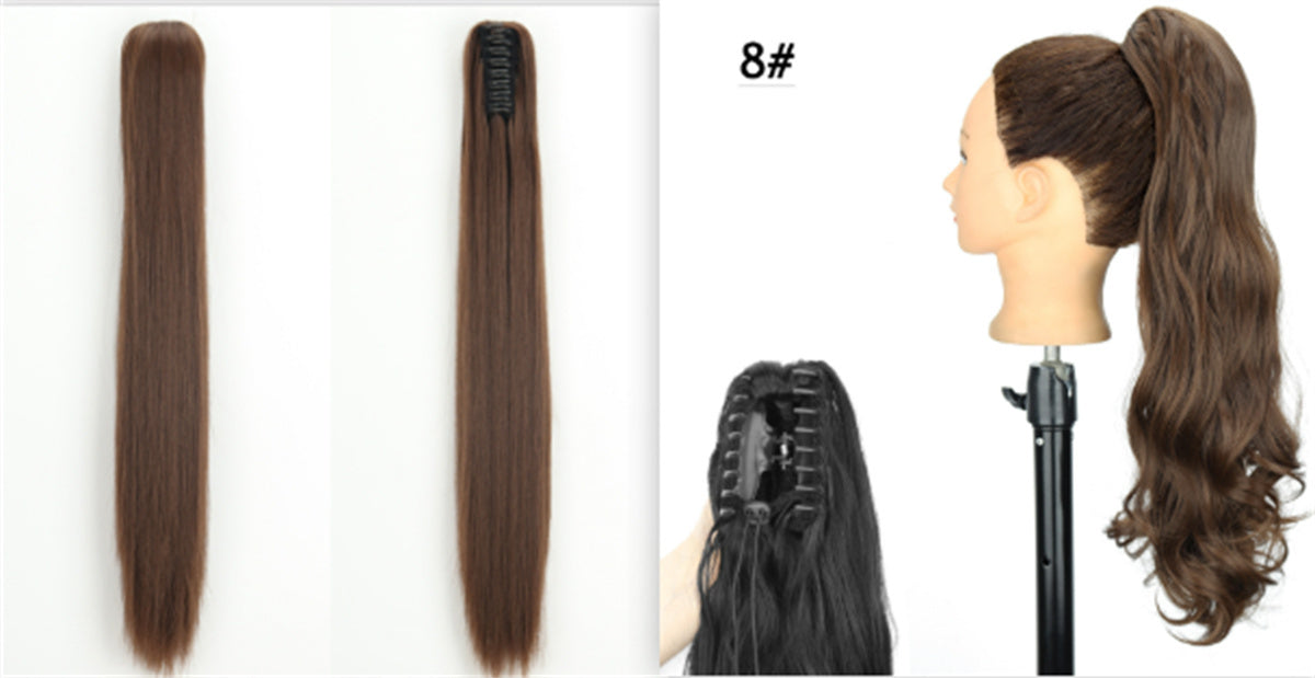 Fashion Ponytail Claw Clip Long Straight Hair Human Wig Fluffy