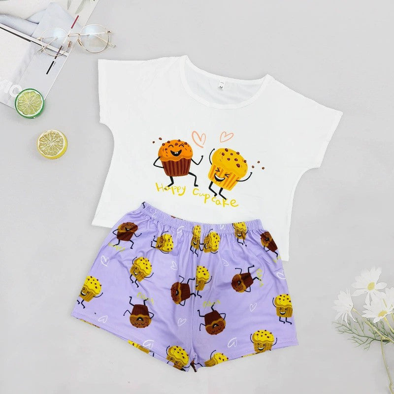 Ladies Vest Short Sleeve Shorts Cotton Pajama Set