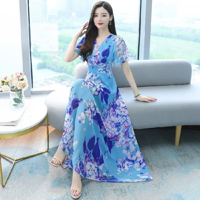 Summer Fashion Printing Dress Women Over The Knee Bohemian
