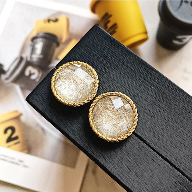 Wine Red Bean-shaped Stud Earrings Retro