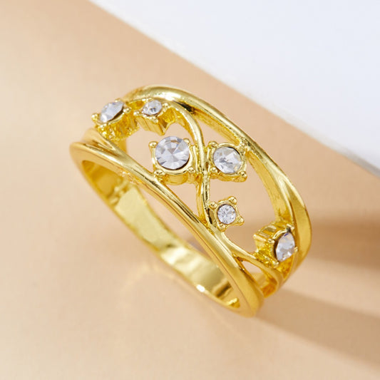 Diamond-studded Ring Classic Two-tone Irregular Size