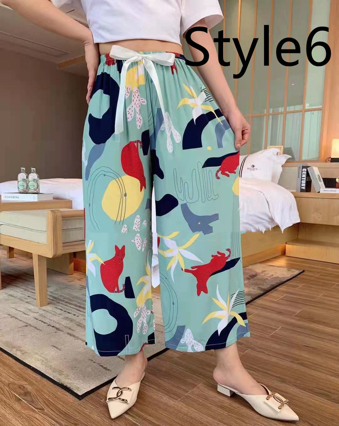 Cotton Silk Pajama Pants, Thin Cotton Silk Wide-leg Pants, Home