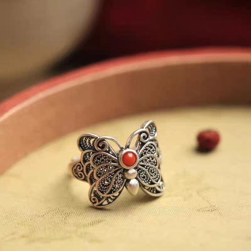 Chinese Style Bow Opening Adjustable Ring Ladies