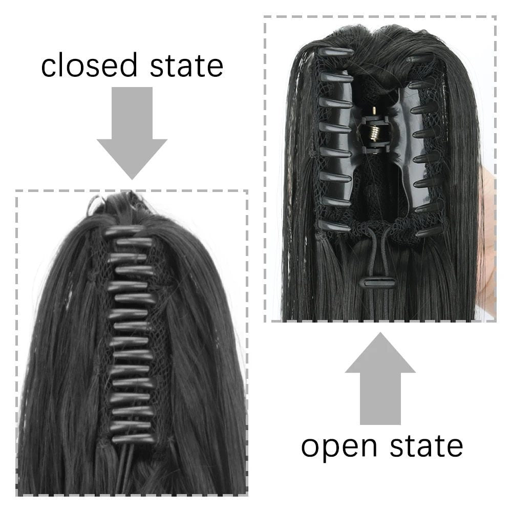 Fashion Ponytail Claw Clip Long Straight Hair Human Wig Fluffy