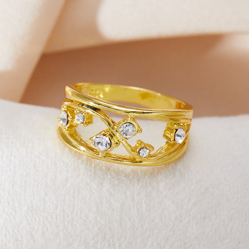 Diamond-studded Ring Classic Two-tone Irregular Size