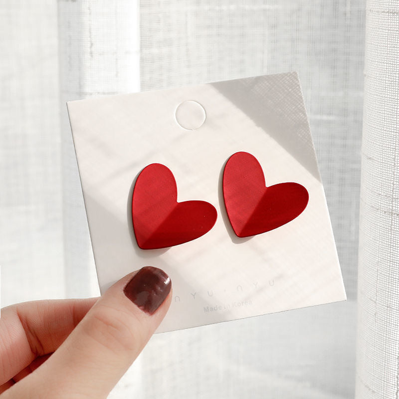 Wine Red Bean-shaped Stud Earrings Retro