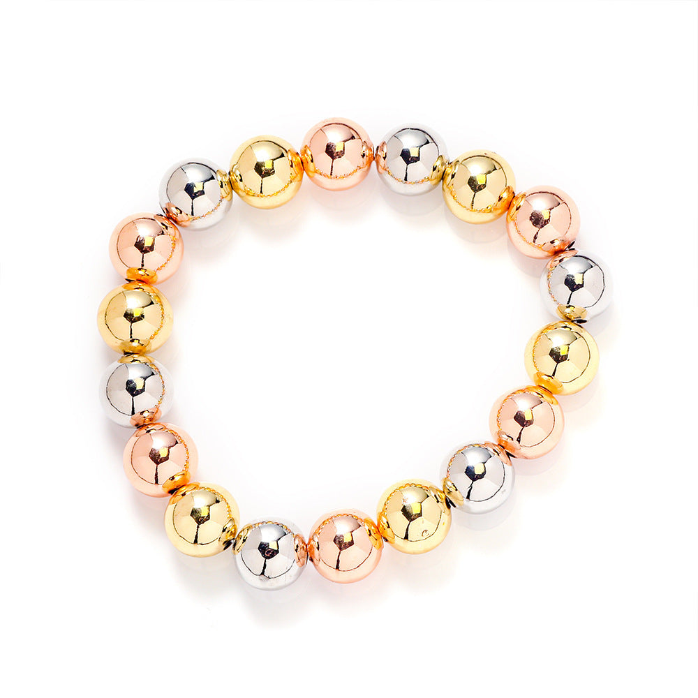 Copper Bead Bracelet Three Colors Copper Bead Elastic Adjustable All-match Bracelet Women